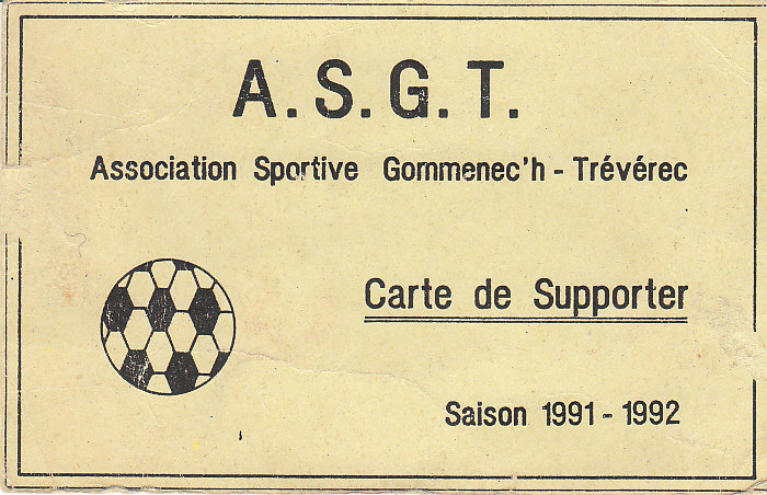 Carte de supporter ASGT saison 1991/1992